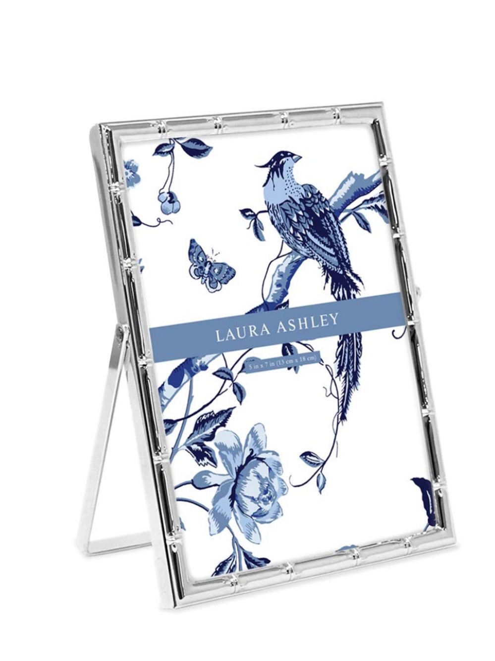 Silver Metal Bamboo Vertical Picture Frame with Pull-Out Easel Stand